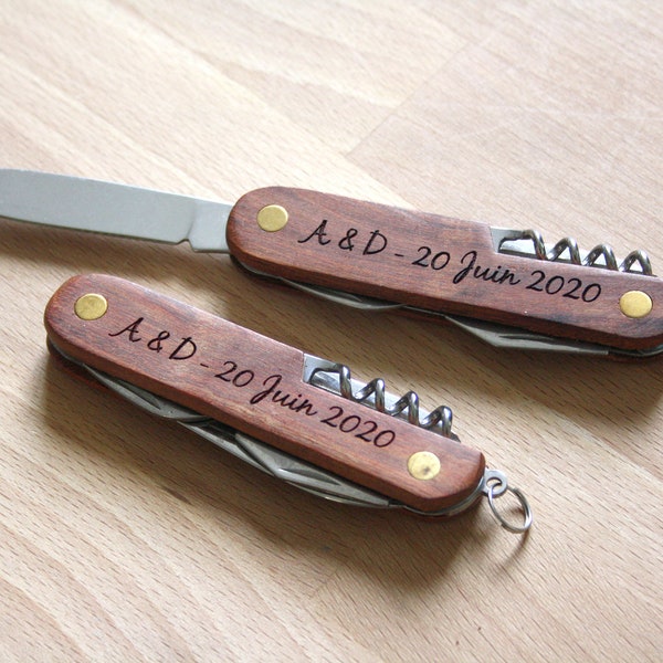 Personalized Knife, engraved pocket Knives, personalization with your name, custom gift for him, multi tool, 3 accessories, unique present