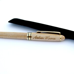 Personalized pen, unique birthday wedding guests gift, custom original present, name, initials, date engraved by laser, with velvet pocket image 6