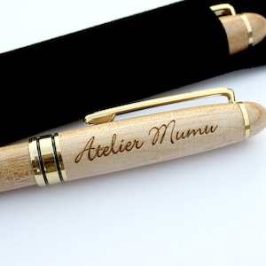 Personalized pen, unique birthday wedding guests gift, custom original present, name, initials, date engraved by laser, with velvet pocket image 2