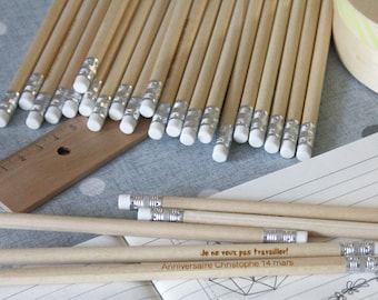 Set van 100 gepersonaliseerde potloden, gegraveerd hout, cadeau voor gasten, bruiloft, feest, verjaardag, aanpasbaar met uw tekst