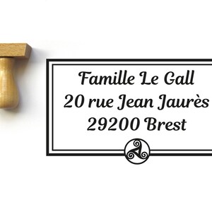 Stempel adres of huwelijk triskel aanpasbare Keltische stijl rechthoek, rechthoek 5 x 3 cm