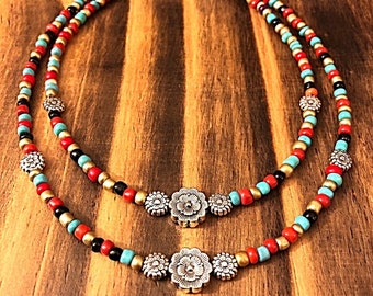 Doppelkette mit Blüten-Spacer