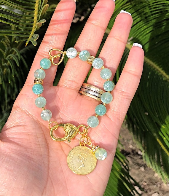 Amazing Green White Agate Bracelet