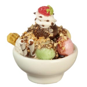 Dollhouse miniature chocolate ice cream sundae