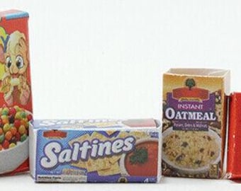 Dollhouse miniature food box set of four