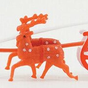 Dollhouse miniature santa sleigh with reindeer