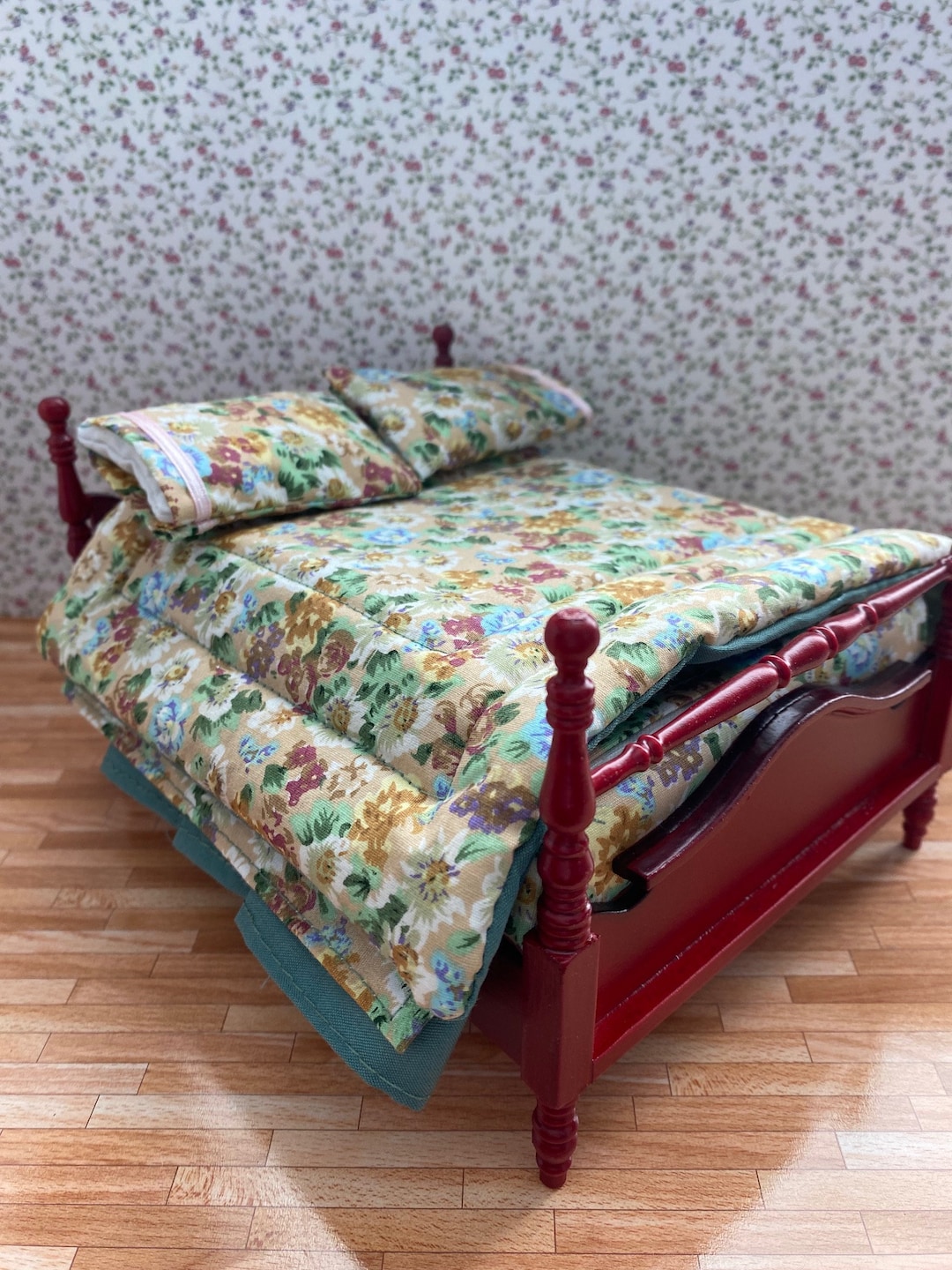 Dollhouse Miniature 4poster Bed With Linens Etsy