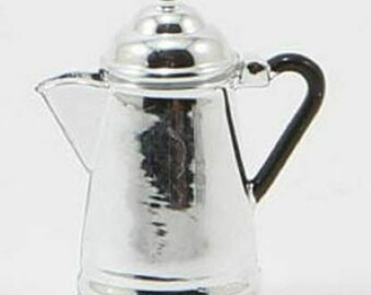 Dollhouse Miniature Metal Coffee Pot with Lid in White D2803 