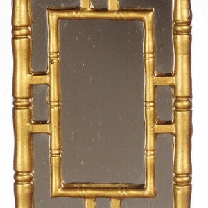 Dollhouse miniature gold wall mirror