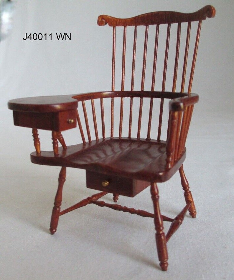 Jbm Dollhouse Miniature Windsor Chair With Drawer in Walnut Etsy