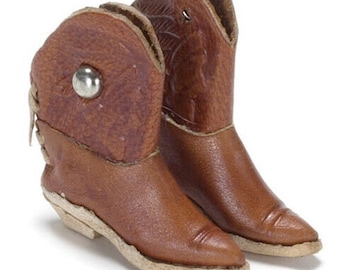 Brown Old Boots Dollhouse Miniature Prestige Cowboy Cowgirl  1:12 Western Texas 