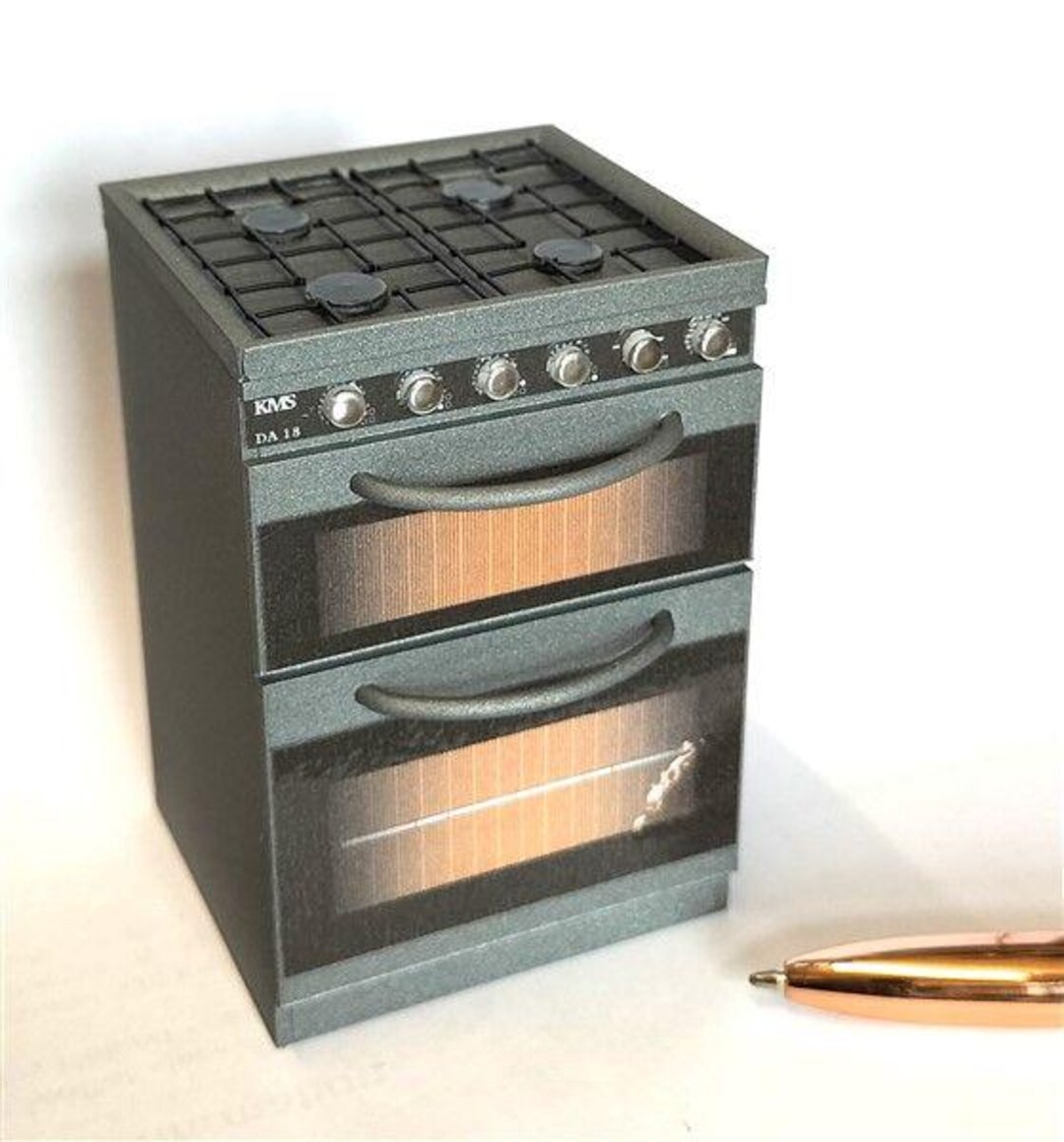 Dollhouse Miniature Gas Cooker, Double Oven, Silver by Delph Miniatures ...