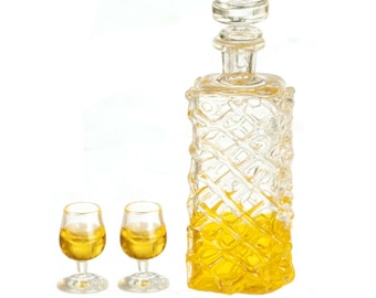 Dollhouse miniature whiskey set of 3