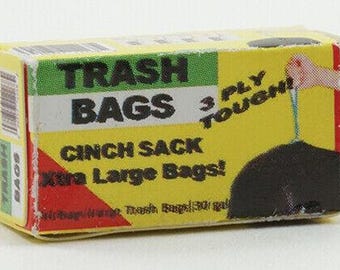 Dollhouse miniature box of trash bags