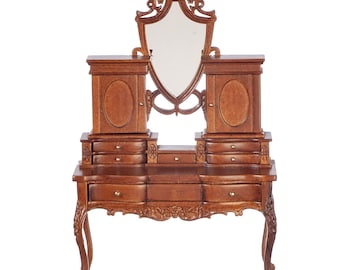 Dollhouse miniature jbm art deco dressing table in walnut