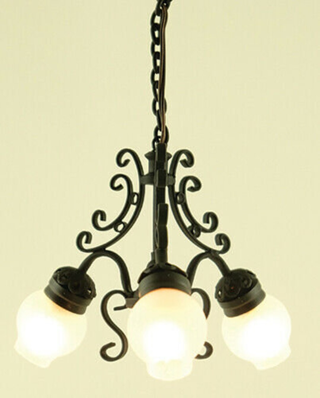Dollhouse Miniature Chandelier 3light Frosted Globe Etsy