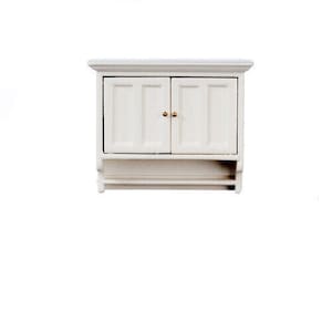 Dollhouse miniature kitchen upper cabinet in white