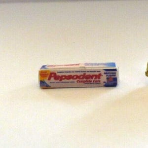 Dollhouse miniature carton of pepsodent toothpaste - handcrafted