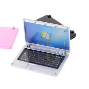 Dollhouse miniature laptop computer - silver