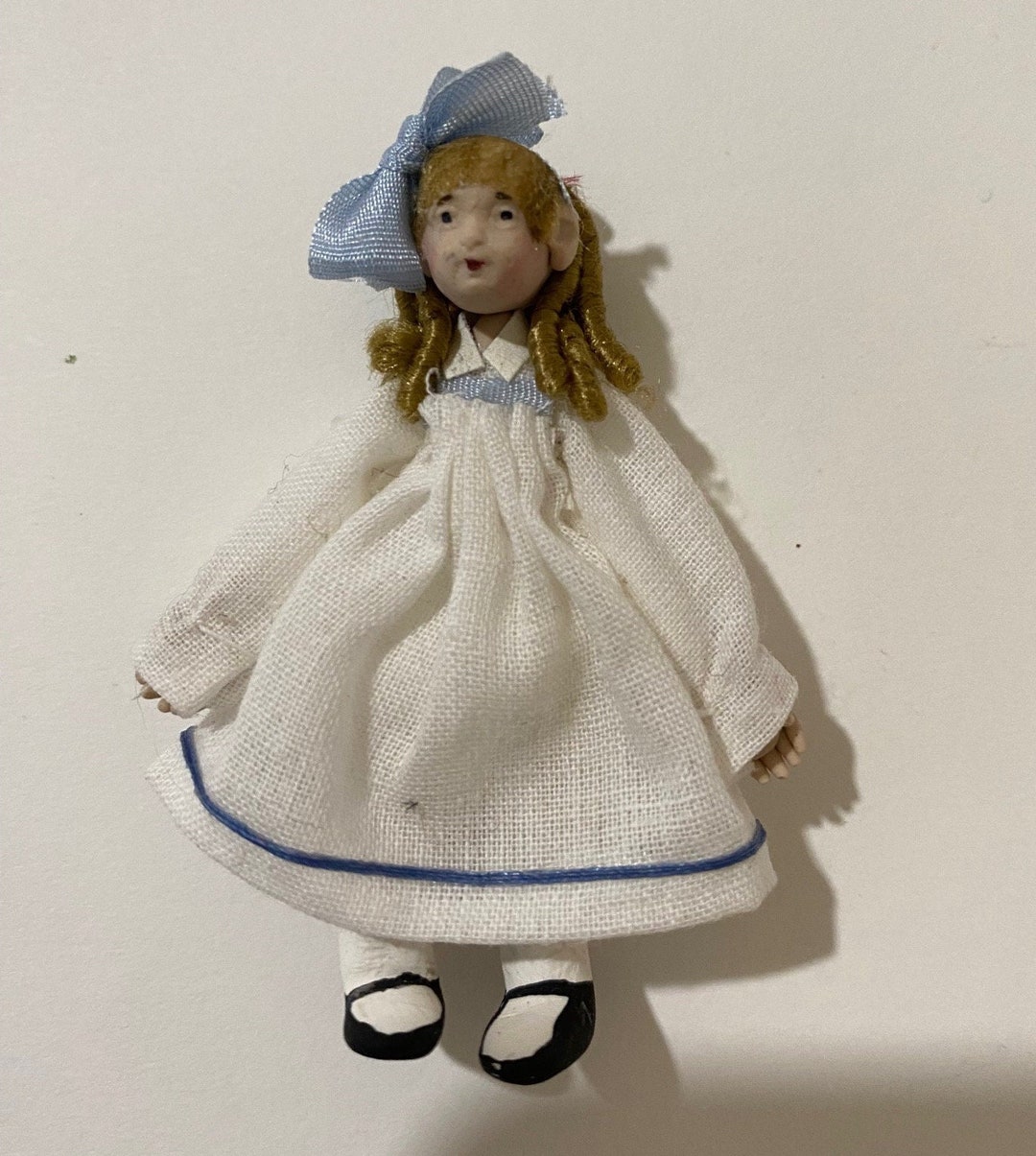 Doll for Dollhouse White Dress Handcrafted by Maureen Thomas Etsy