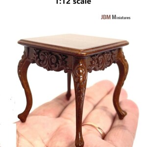 Dollhouse miniature victorian side table in walnut by jbm