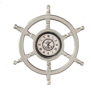 Dollhouse miniature helmsman's wheel clock