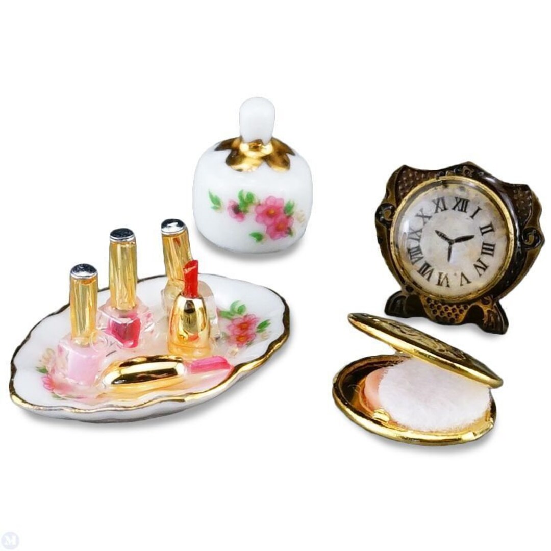 Reutter Porcelain Dollhouse Miniature Makeup Set With Clock Etsy