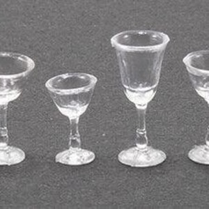 Dollhouse miniature clear stemware by chrysnbon