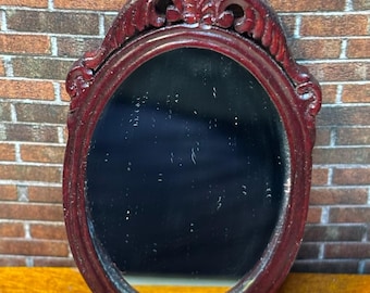 Dollhouse miniature mahogany framed mirror by hannson