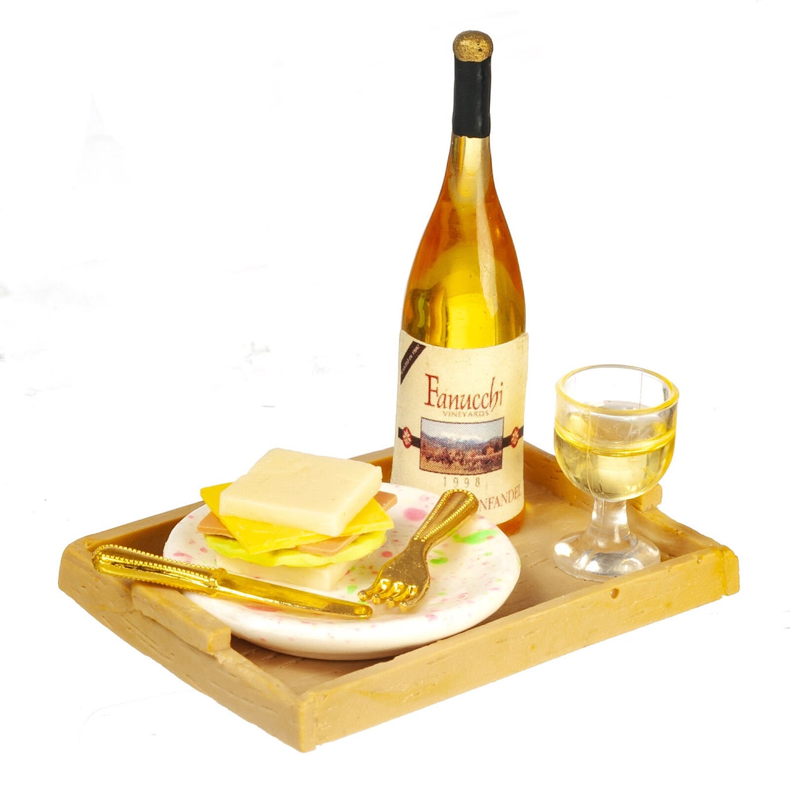 Dollhouse Miniature Wine and Cheese Set of 7 Etsy