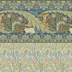 New pattern! bradbury and bradbury dollhouse wallpaper - deer & rabbit