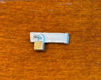 Dollhouse miniature modern padlock with hasp