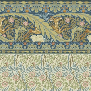 New pattern! bradbury and bradbury dollhouse wallpaper - deer & rabbit