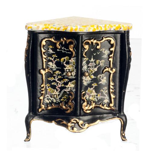 Dollhouse miniature jbm chinese corner cabinet in black