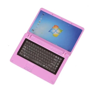 Dollhouse miniature laptop computer - pink