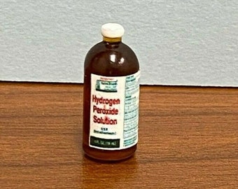 Dollhouse Miniature Bottle of Hydrogen Peroxide Solution