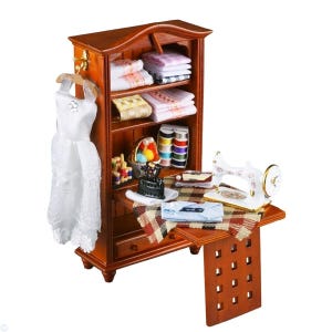 Reutter porcelain - dollhouse miniature laundry/sewing cupboard