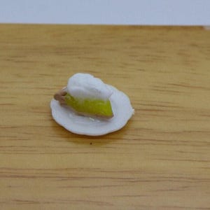 Dollhouse miniature lemon meringue pie slice handcrafted