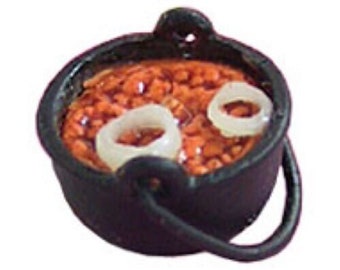 Dollhouse Miniature Baked Beans in Pot Handcrafted