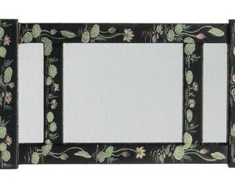 Jbm dollhouse miniature mirror with hooks in black and gold
