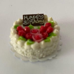 Dollhouse miniature happy birthday cake