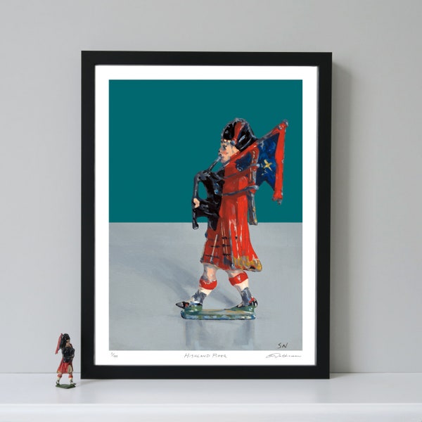 Scottish piper,Fine Art Print,Scottish bagpiper, Bagpipes,Scottish art,Highland piper,toy art, Limited Edition Prints - BEST OF BRITISH -