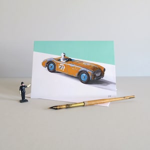 Dinky Austin Healey Karte, Oldtimer Karte, Rennwagen Karte, Dinky Toys Karte, Spielzeugautos Karte, Vintage Spielzeug, Grußkarte-DINKY RACING CARS-