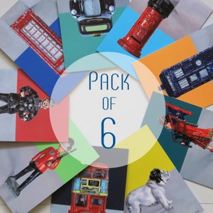 Pack of 6 BEST OF BRITISH Greeting Cards, Greeting card set, Card pack, Greeting card pack, Art cards, Diecast toy cards, Vintage toy cards.