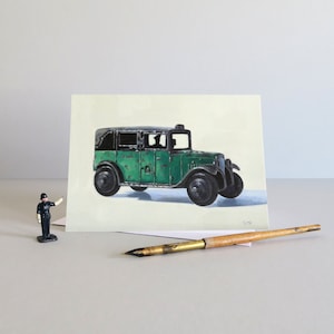 Carte Dinky Taxi, Dinky Taxi, Taxi londonien, Taxi londonien vintage, Jouets Dinky, Taxi jouet, jouets vintage, Carte de voeux - VINTAGE TOY VEHICLES
