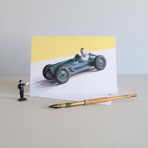 Carte Dinky Cooper Bristol, carte de voiture classique, carte de voiture de course, carte de jouets dinky, carte de voitures jouets, jouets vintage, carte de voeux-DINKY RACING CARS