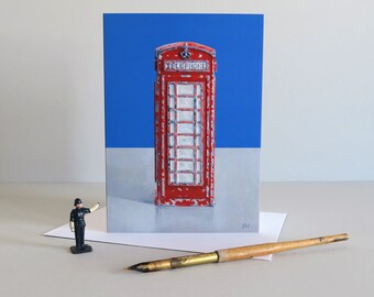 Telephone box card, telephone booth card, Red phone booth card, vintage telephone card, London telephone box, Diecast Toy - BEST OF BRITISH
