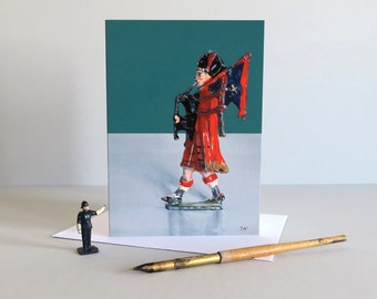 Scottish piper card, Scottish bagpiper card, Bagpipes, Scottish art, Highland piper, Diecast toy, Vintage toy, toy art - BEST OF BRITISH -