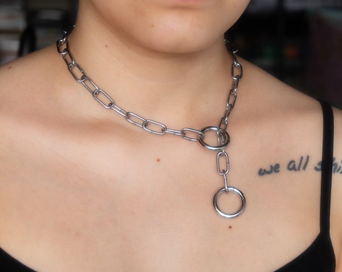 Day Collar BDSM Necklace Real Locking Choke Chain Bolero Slide Slip