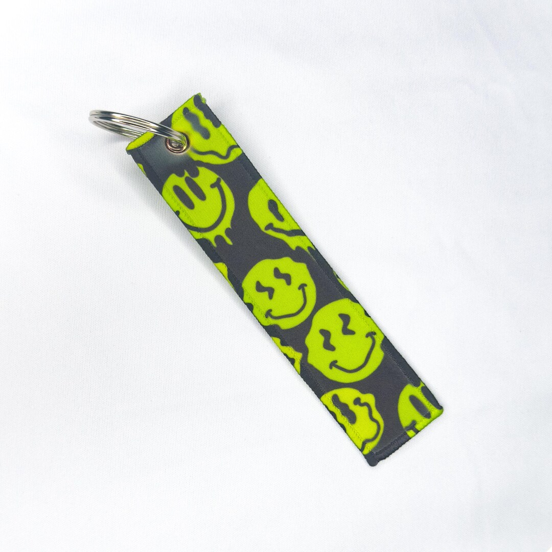 Drippy Smiley Face Fabric Key Tag - Etsy